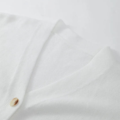 Damenjacke mit V-Ausschnitt, einfarbig, langärmelig, Strickjacke, modischer, lockerer, lässiger Pullover.