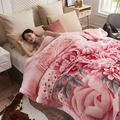 Double Layer Plush Blanket Winter Warm Comfortable Quilt Household Multiple Sizes Soft Comfortable Sheet 4 Season.