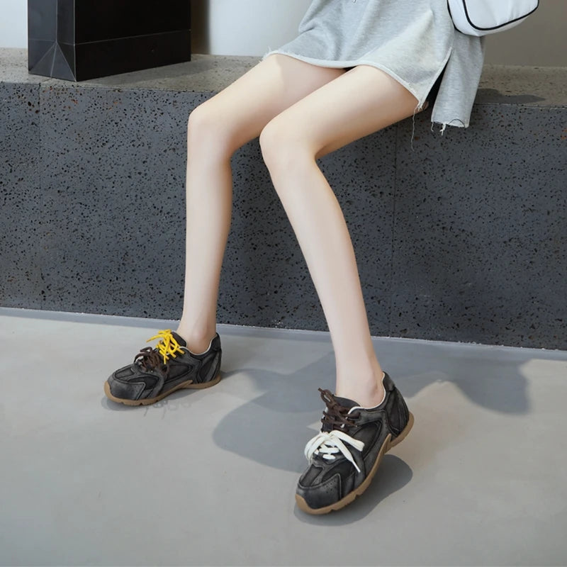 AIYUQI Women Sneakers New Genuine Leather Retro German Training Shoes Women Winter Velvet Fur Flat Casual Shoes Women.