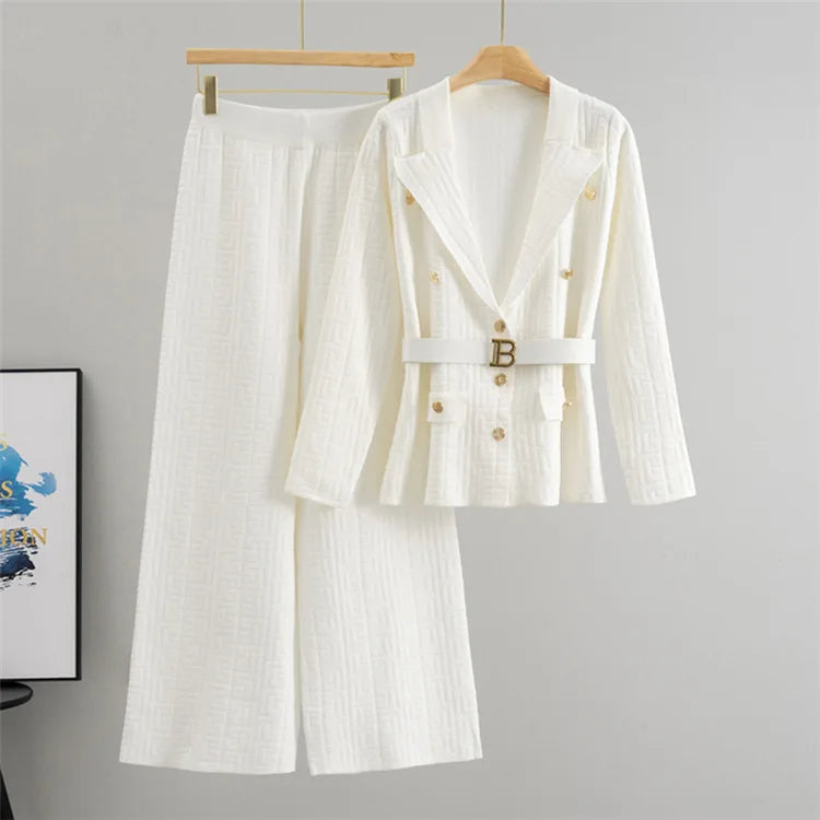 Women Sweater Wide Leg Pant Two Piece Set Muslim Knitted Pullover Casual Knit Outfits Suits Musulman Ensemble Autumn Winter 2025.