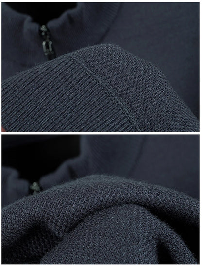 High Quality Velvet Thickening Sweater Bottoming Shirt, Men's Half Zip Pullover, Casual Loose New Warm T-shirt, Knitwear