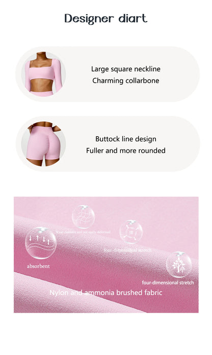 2PCS Yoga Suit Sports Set Women Quick-Drying Gym Set Women Tracksuit Running Workout Long Sleeve Sports Shirt Yoga Clothing.