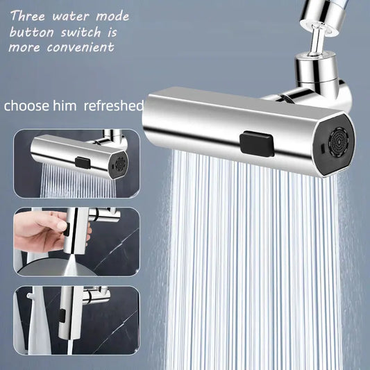 3-speed Waterfall Water Outlet Multi-function Faucet Extender Universal Rotating Nozzle Splash-proof Kitchen Artifact
