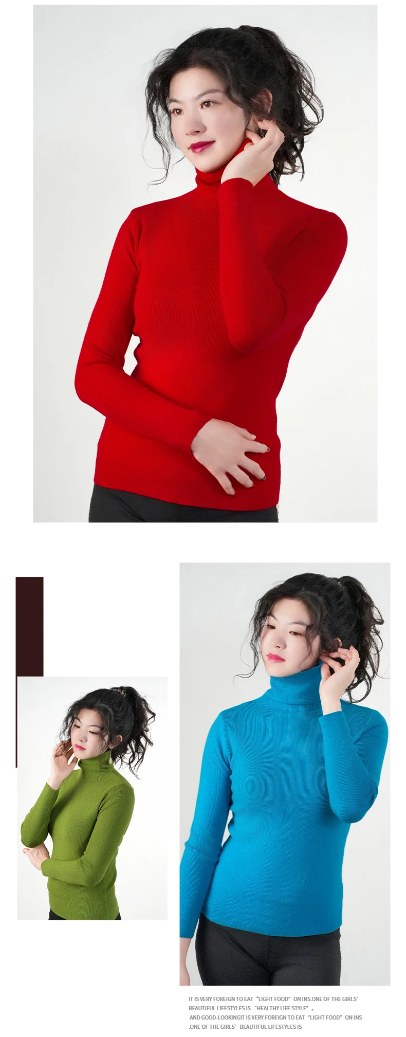 Frauen Pullover Winter Warm Hohe Kragen Strickwaren Langarm Schlank Jumper Frau Thermische Tops Kleidung Pullover Rollkragen Pullover.