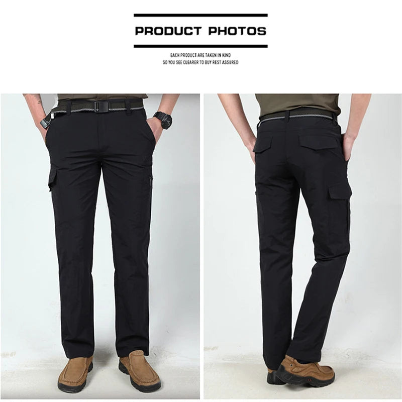 Men's Summer Tactical Cargo Pants Lightweight Casual Waterproof Trousers Casual Pants Wear-resisting Multi-pocket Outdoor Hiking.
