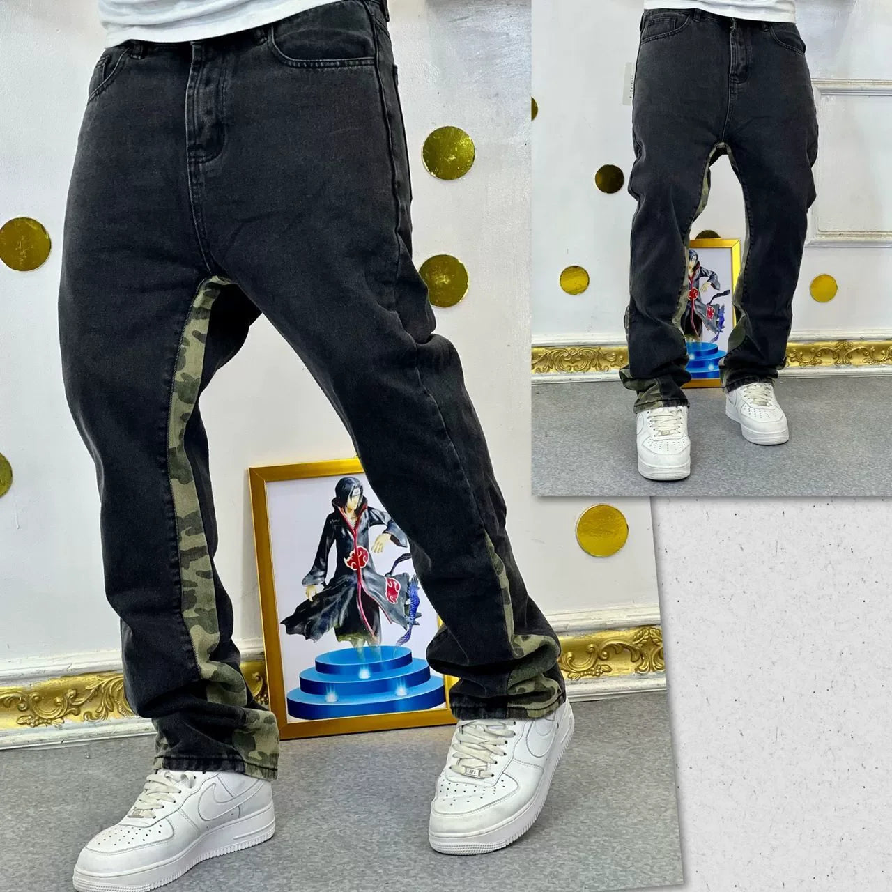 2025 Vintage Men's Jeans Distressed Vibe Bell Bottoms Clean Fit Woodworking Workwear Denim Pants For Outdoor Trade.