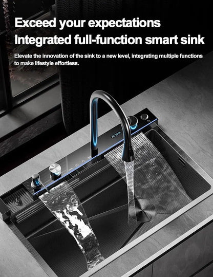 Extra Thick 5.0mm Kitchen 304 Sink, Whale Sink, Stainless Steel Large Single Sink, Waterfall Sink, Thickened Dish Sink