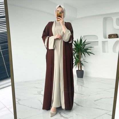 Eid Muslimisches Kleid und Abayas für Frauen, 2-teiliges Set, Musulman Ensembles Marokko, Ramadan-Kaftan, Abaya, Kaftan, Dubai, arabische lange Robe 2024.
