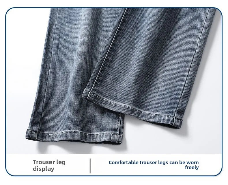 Autumn Winter Men's Fashion Casual Stretch Straight-leg  Jeans Men Streetwear Denim Jogger Pants Men Baggy Harem Jean Trousers.