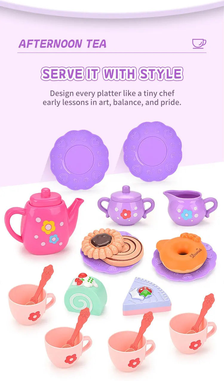 Kids Tea/Pastry Set Toy Simulation Pretend Play Food Playset for Children Montessori Toddler Children Gift Kitchen Girl.