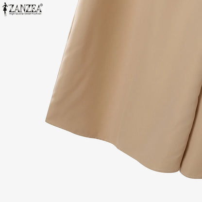 2025 ZANZEA Autumn Pant Sets 2PCS Women Outfits Long Sleeve Cropped Tops Wide Leg Trousers Solid Tracksuits Suit Matching Sets