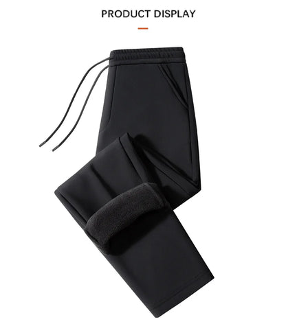 M-9XL Plus Velvet Trousers Men's Plus Size Autumn and Winter Thickened Casual Sports Pants Fat Mid-high Waist Solid Color Pants.