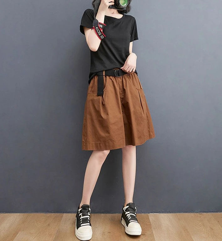 Women's Shorts Half Baggy Mid Length Wide Black Female Short Pants Loose Bermuda Knee Low Price Classic Harajuku Fashion New In.