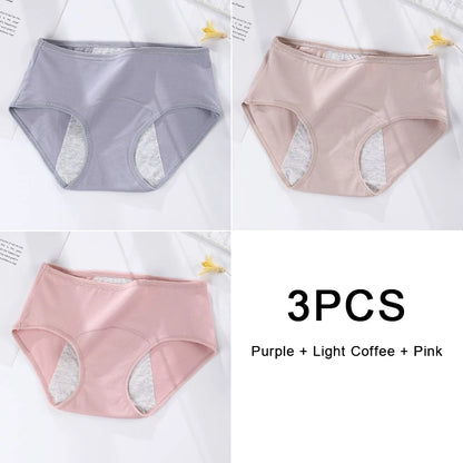 3PCS/set Women's menstrual briefs large flow postpartum water absorption leakproof briefs women's pure cotton menstrual briefs