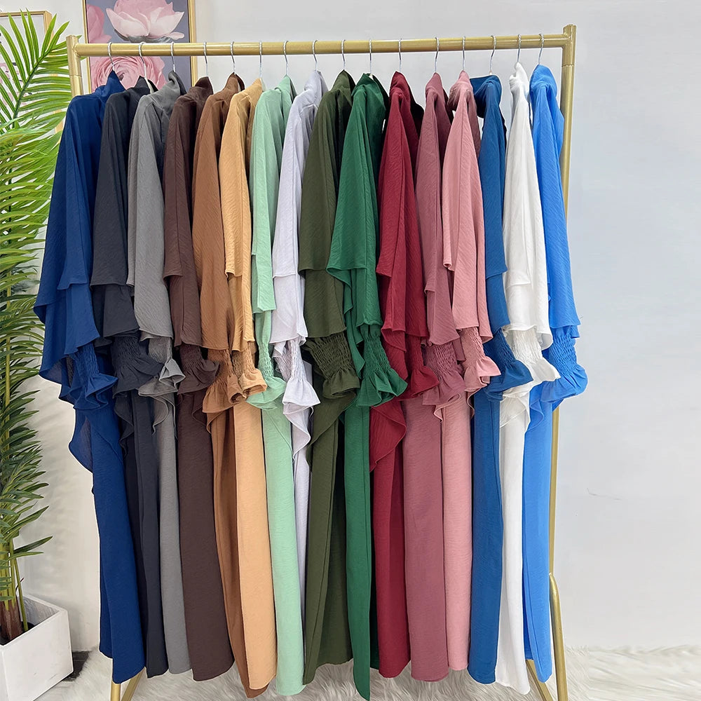 Jilbab Prayer Clothes Women Ramadan Islamic Jilbeb 2 Piece Set Dubai Turkish Modest Outfit Layered Khimar Scarf Hijab+Long Dress.