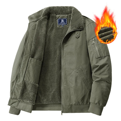 Winter Tactical Jacket Outdoor Men Fleece Sports Running Warm Coat Solid Color Stand Collar Breathable Comfortable Pilot Jacket