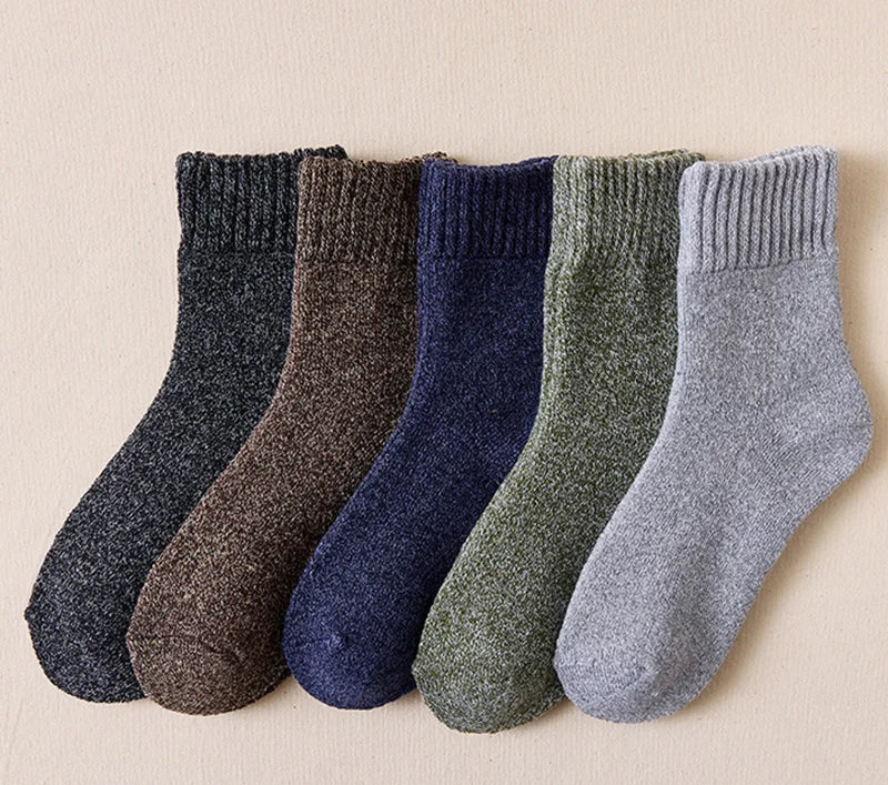 5 Pairs Winter Warm Men’s Socks thick Male Women Socks Super Thicker Solid Socks Winter Socks Against Cold Snow Terry Socks.