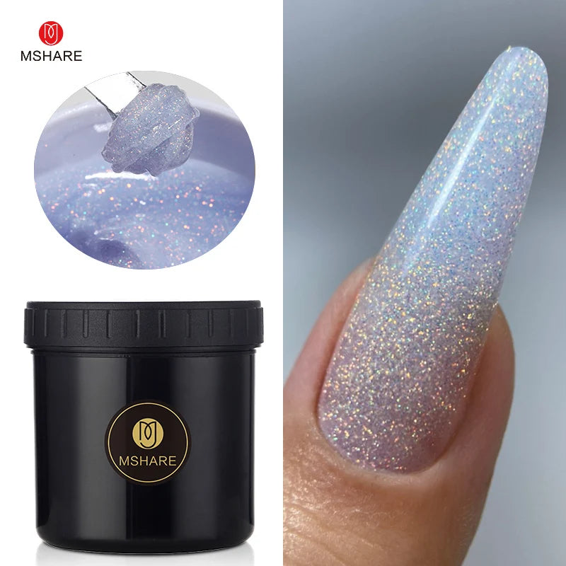 MSHARE 50g/250g Shimmer Pink White Acrylic Gel TPO Free Glitter Shiny Extension Acryl Hard Gel Nails Sculpting Construction