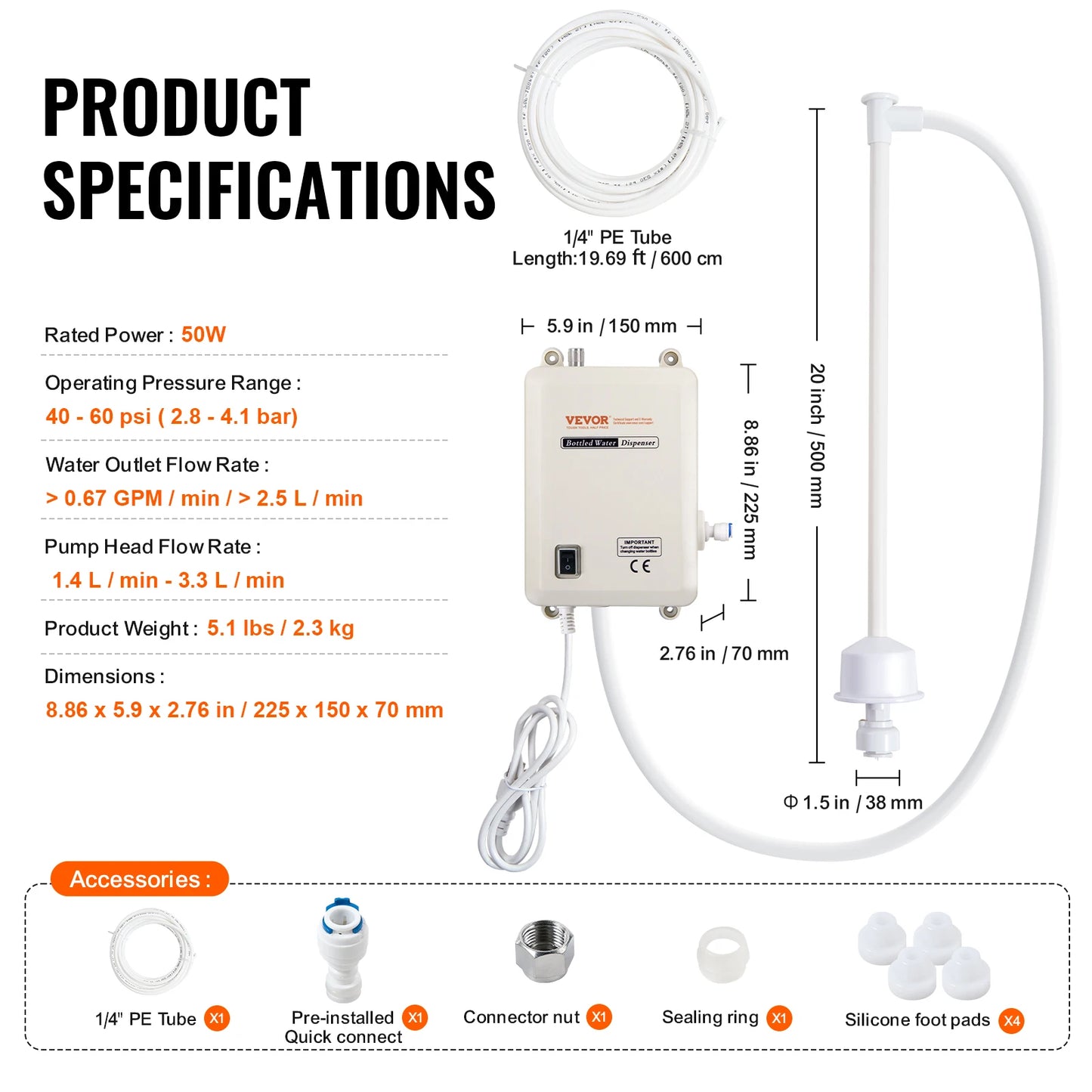 SucceBuy Water Bottle Dispenser Pump System Filter Softener Single/Double Pipe Reverse Osmosis Equipment for Ice Maker