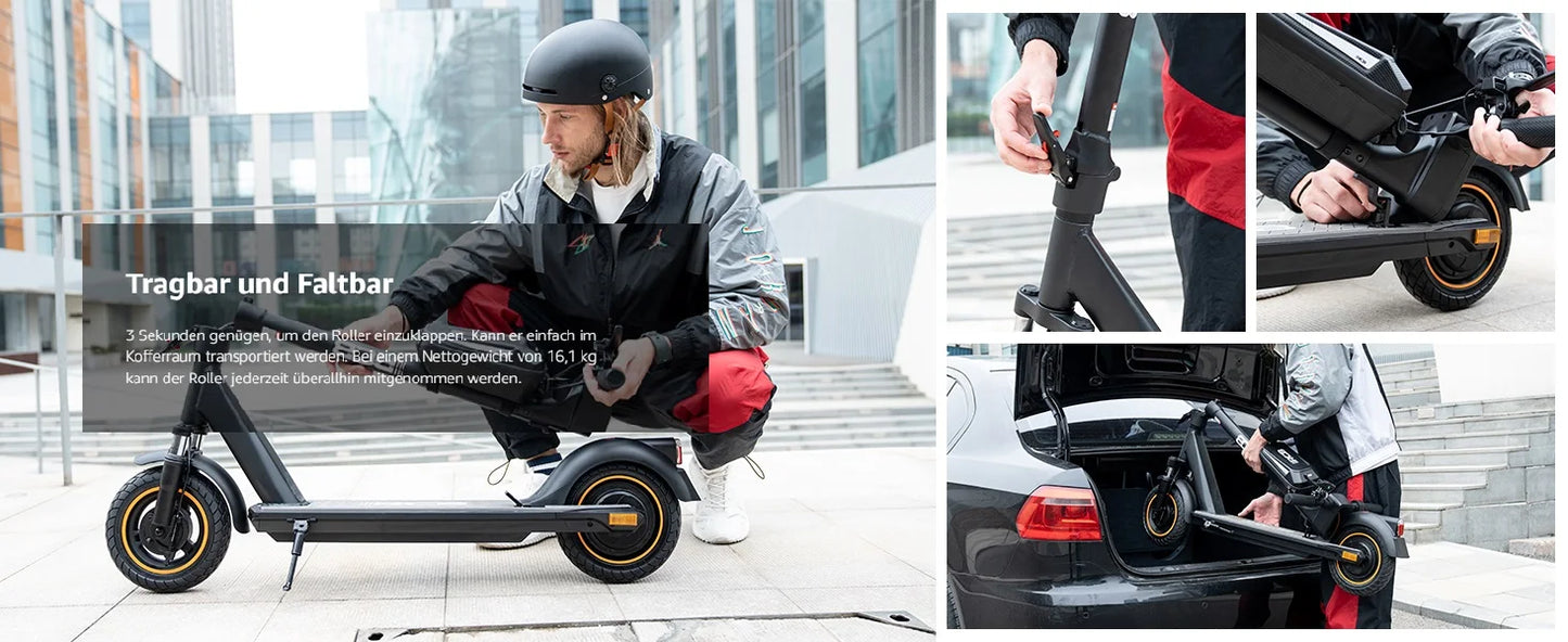 RCB 350W Foldable Electric Scooter for Adult ABE, Double Brake Waterproof Body E-Scooter, 10in Honeycomb Tires 120kg Capacity.