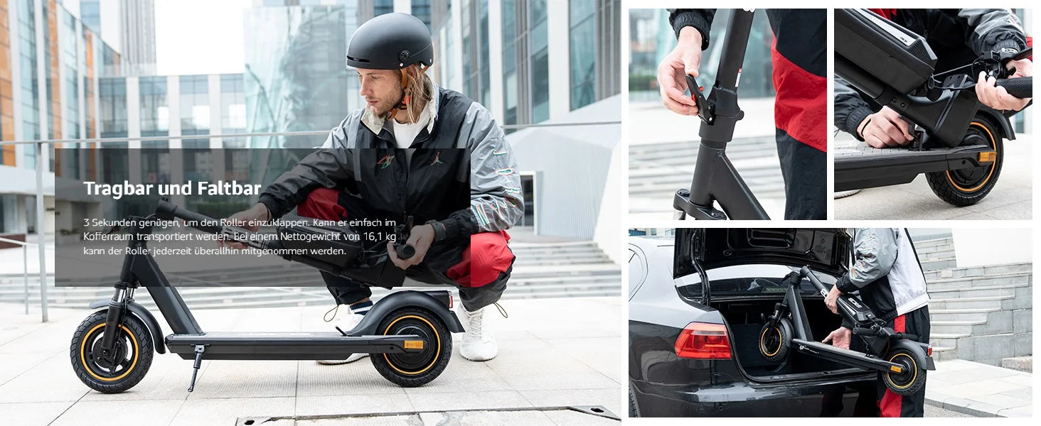 RCB 350W Foldable Electric Scooter for Adult ABE, Double Brake Waterproof Body E-Scooter, 10in Honeycomb Tires 120kg Capacity.