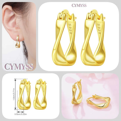 Original 2025 S925 Sterling Silver Zircon 18K Gold Lining Vintage Hoop Earrings for Women Birthday Party Wedding Gift Jewellery.