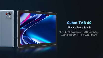 Cubot TAB 60, 2024 New Android Tablet, Octa-Core, 8GB RAM (4GB+4GB), 128GB ROM, 10.1-Inch HD+ Screen, 6000mAh, OTG, WiFi 6.