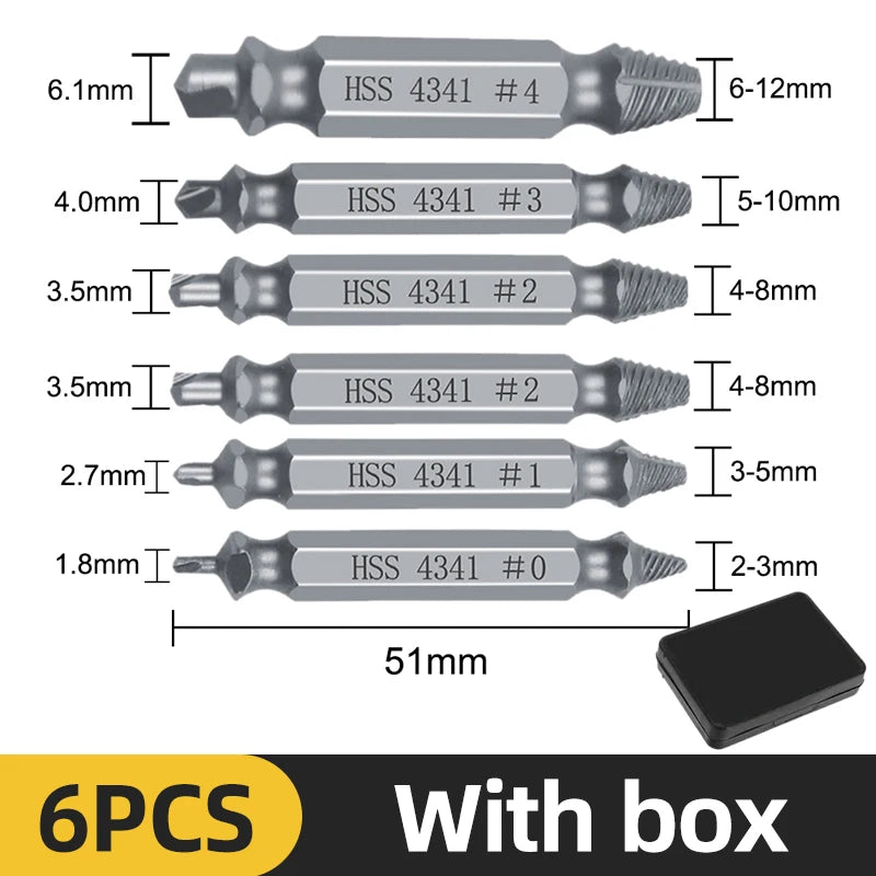 TOOLEYE Beschädigte Schraube Extractor Set Zentrum Bohrer Set Holzbearbeitung Werkzeuge Gebrochene Bolzen Extractor Schrauben Schrauben Entferner Extractor