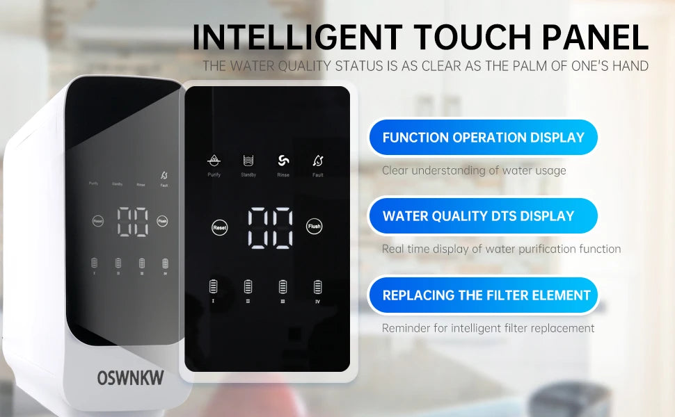 OSWNKW Reverse Osmosis Water Filtration System - 600GPD High Flow, Tankless, Reduced TDS, Compact, 1:2 Drain Ratio, Mineralized.