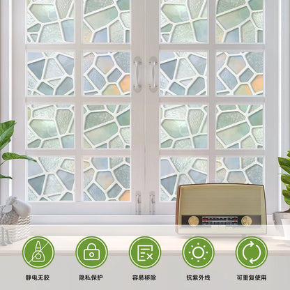 Frosted Glass Wall Panels for Bathroom - European Style Static Cling Window Film, Privacy Shade Peel & Stick Home Renovation.