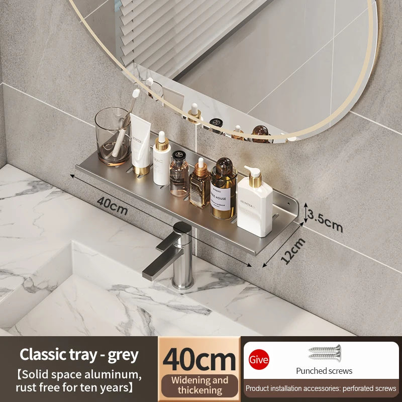 Badezimmerregal aus Aluminium, Badezimmerregal, WC-Lagerregal, WC- und Küchenregal, zum Aufhängen an der Wand, stanzfreies Regal