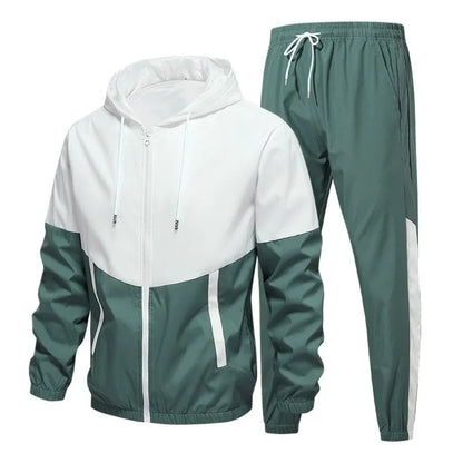 Spring and Autumn Men's Hooded Sports Leisure 2-piece Sets New Fashion Jacket and Pants Hip Hop Casual Running Sportswear Men.