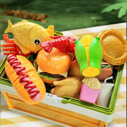 Children's Kitchen Toy Set Simulated Kitchen Cutting Cookware Simulated Fruits Cutting Toys Cooking Accessories for Kids Gift.