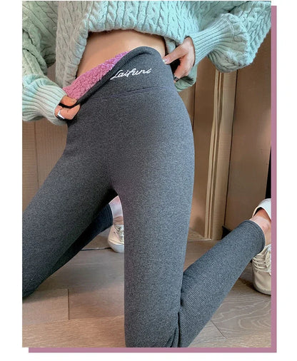 Winter Warm Leggings Women Adding Velvet and Thickening Leggings Small Feet Pencil Pants Outdoor Wearling Casual Stretchy Pants.