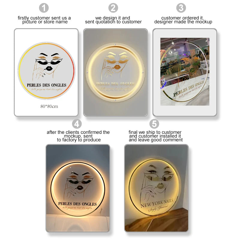 Custom Acrylic Business Sign LED Round Business Neon Lights Logo Sign Plaque Neon Circle Name 3D Company Shop Wall Art.