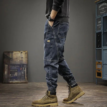 Autumn Winter Men's Trendy Loose-fit Jeans Casual Harem Trousers Long Pants Comfortable Working Clothes.