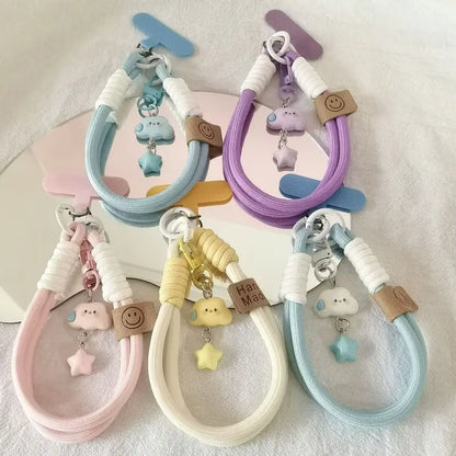 Kawaii Cloud Star Lanyard Short Wrist Strap Cute Phone Accessory for Mobile Camera.