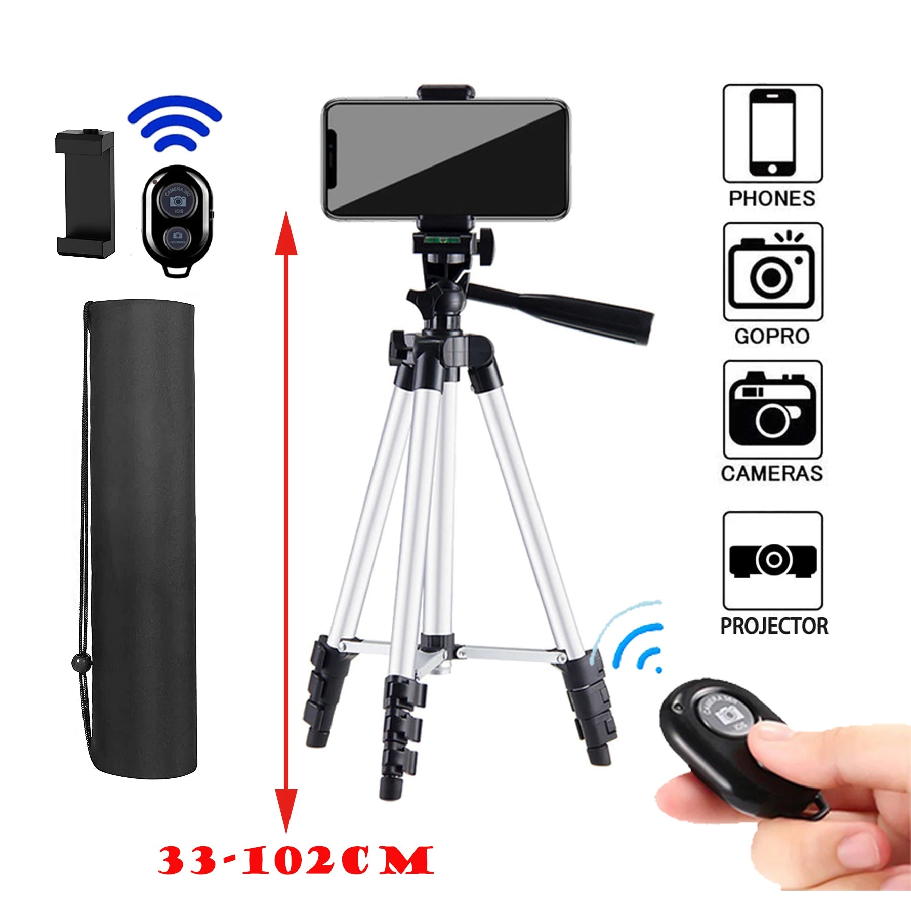 103cm Lightweight Camera Tripod For Mobile Tripod Camera Portable SLR Bluetooth-compatible Desktop Cam Stand Monopod Smartphone.