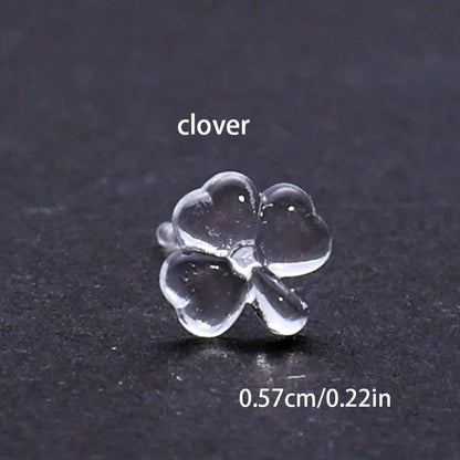 2/100Pcs Mini Resin Ear Studs for Women Anti-allergy Prevent Allergy Transparent Girls Invisible Cute Earring Piercing Jewelry.
