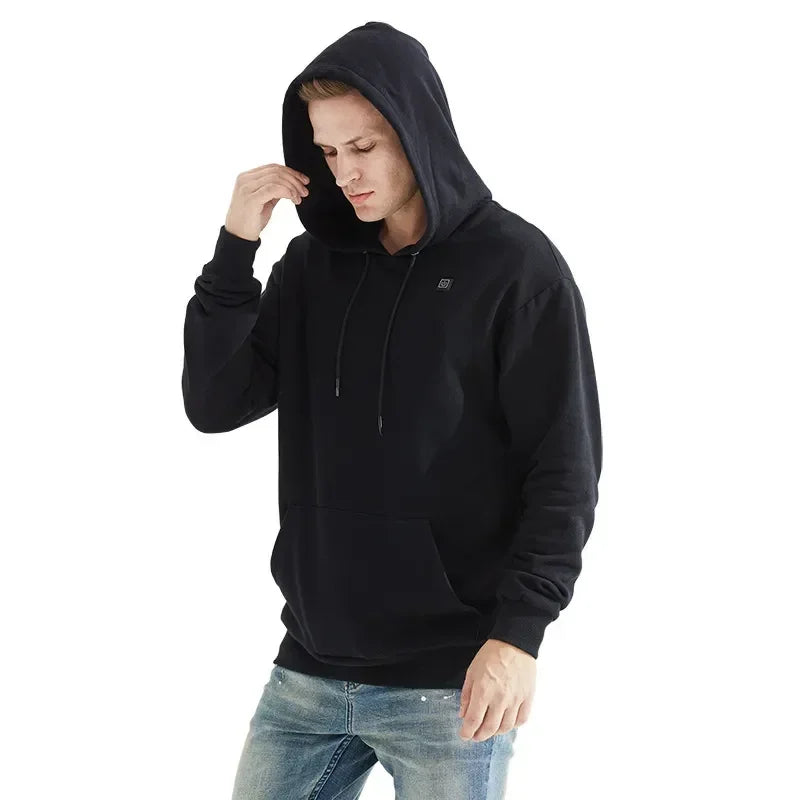 2025 Outdoor Electric USB Heating Sweaters Hoodies Men Winter Warm Heated Clothes Charging Heat Jacket Sportswear.