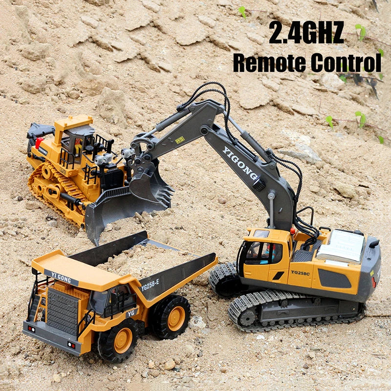 Teeggi 1:20 RC Excavator Car Children Toys 2.4G Remote Control Dump Truck Car Bulldozer Toy Radio Electric Car For Children Gift.