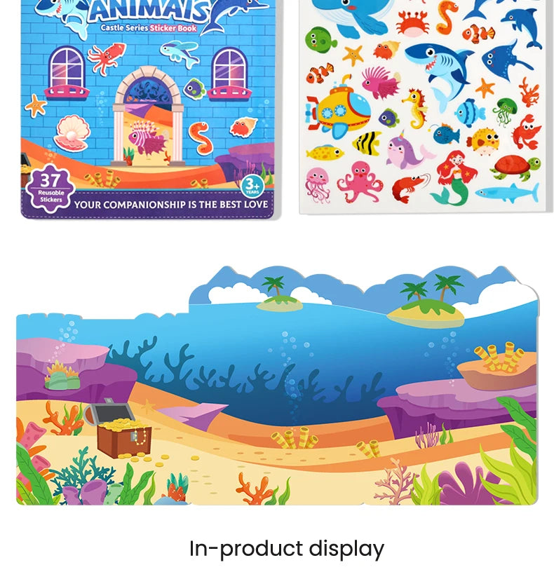 Kids' Reusable Castle Jelly Sticker Book Multi-Theme DIY Creative Jelly Stickers Portable Quiet Busy Book Montessori Sticker Toy