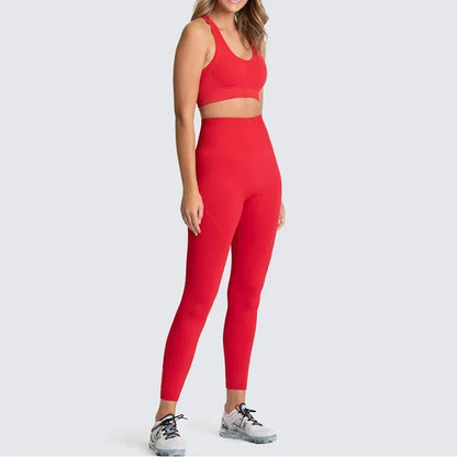 2025 Women's Yoga Set Seamless Sportswear 2-Piece Gym Yoga Clothes Sports Bra + Leggings Running Wear Skinny Sports Set Suits.