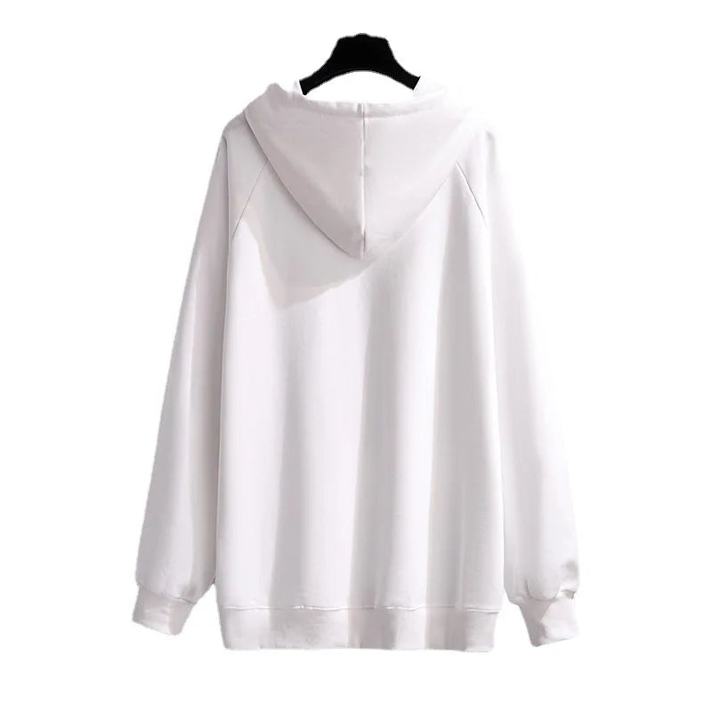 175Kg Plus Größe frauen Fehlschlag 170 Herbst Winter Neue Lose Fleece Cartoon Mit Kapuze Sweatshirt Schwarz Weiß 6XL 7XL 8XL 9XL 10XL 11XL.