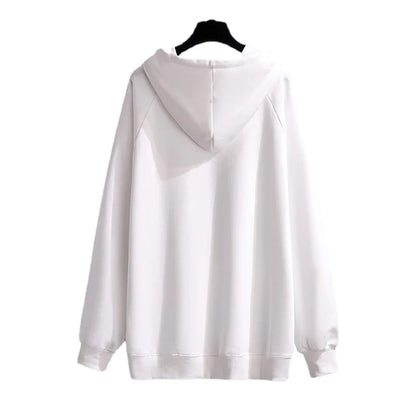 175Kg Plus Größe frauen Fehlschlag 170 Herbst Winter Neue Lose Fleece Cartoon Mit Kapuze Sweatshirt Schwarz Weiß 6XL 7XL 8XL 9XL 10XL 11XL.