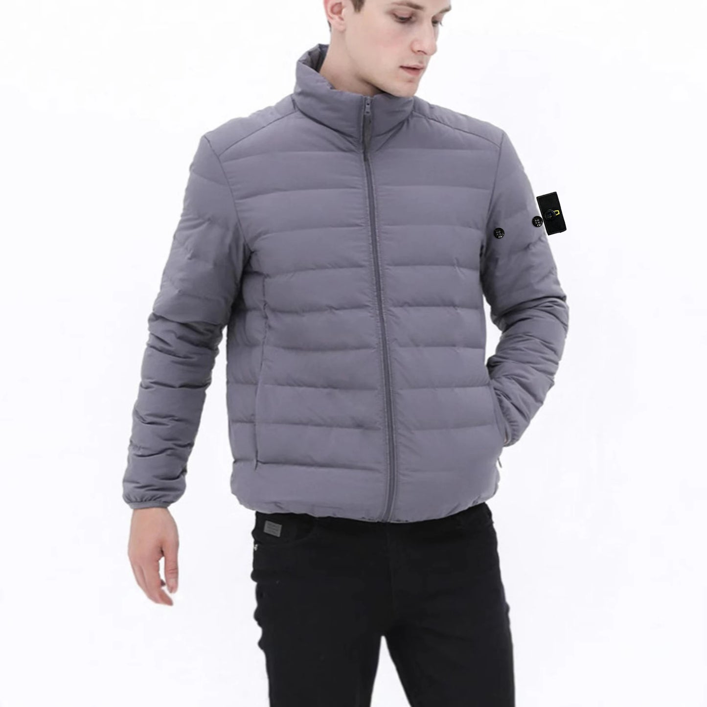 Compass Patch Italian Luxury Style 3 labels Men's 90% Duck Down Jacket Ultra Stand Collar Lightweight Jackets Men Outerwear Coat.