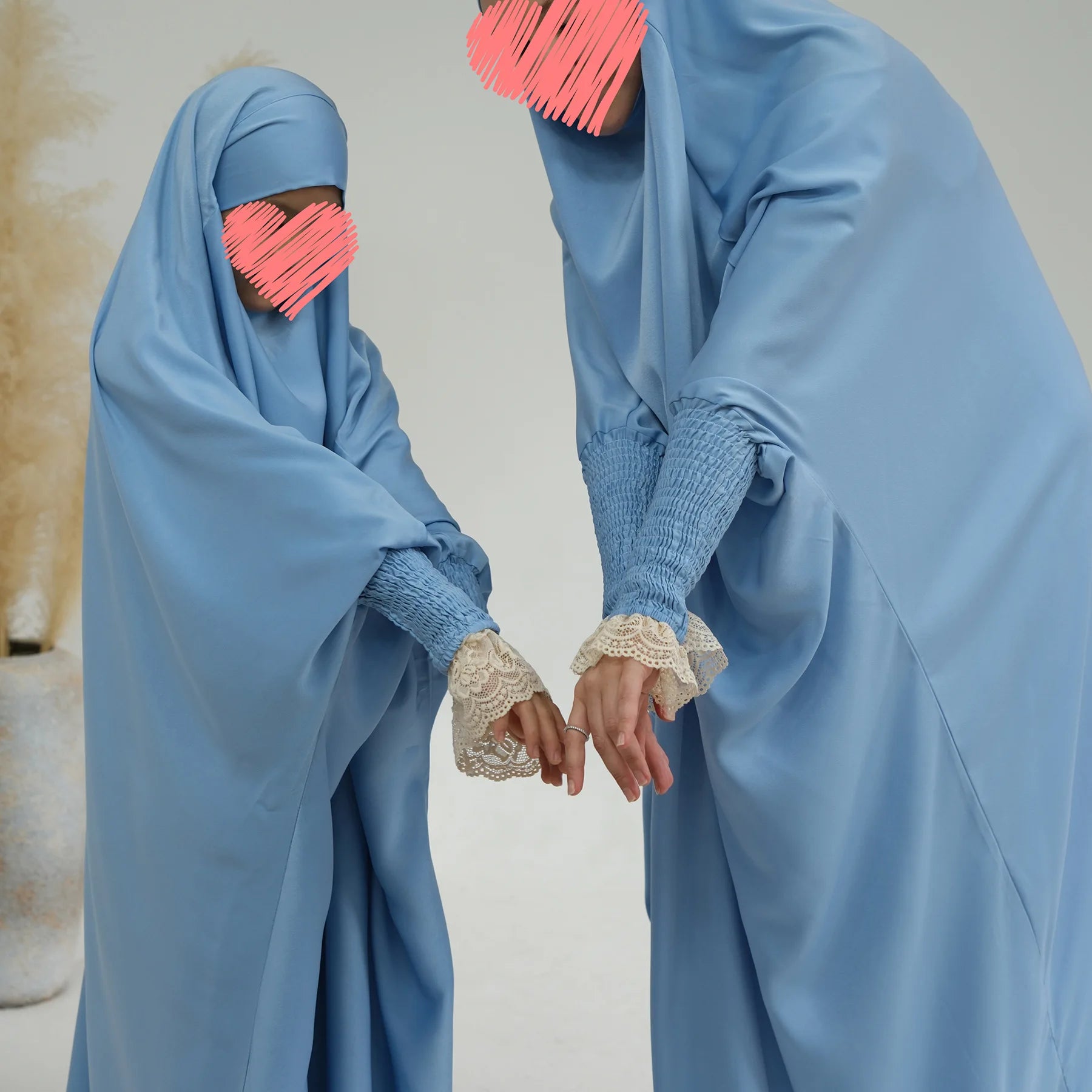 Ramadan Muslim Robe 2 Piece Set Mommy & Kids Prayer Garment Hijab Dress Women Girls Hooded Abaya Niqab Islam Dubai Eid jilbab.
