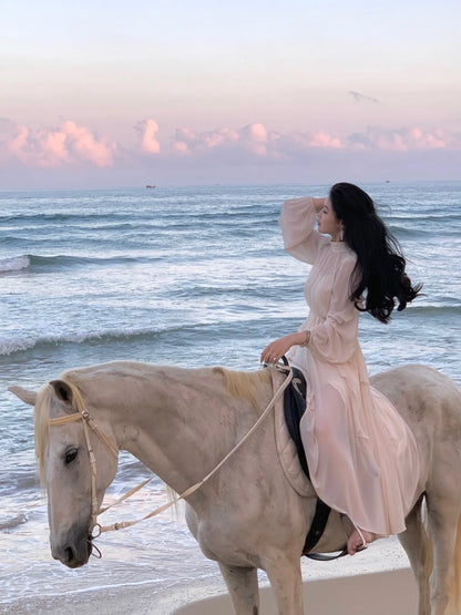 Strand Stil Chiffon Y2k Mini Kleid Büro Dame Casual Langarm Elegante Einteilige Kleid Koreanische Mode Kleidung Sommer 2023