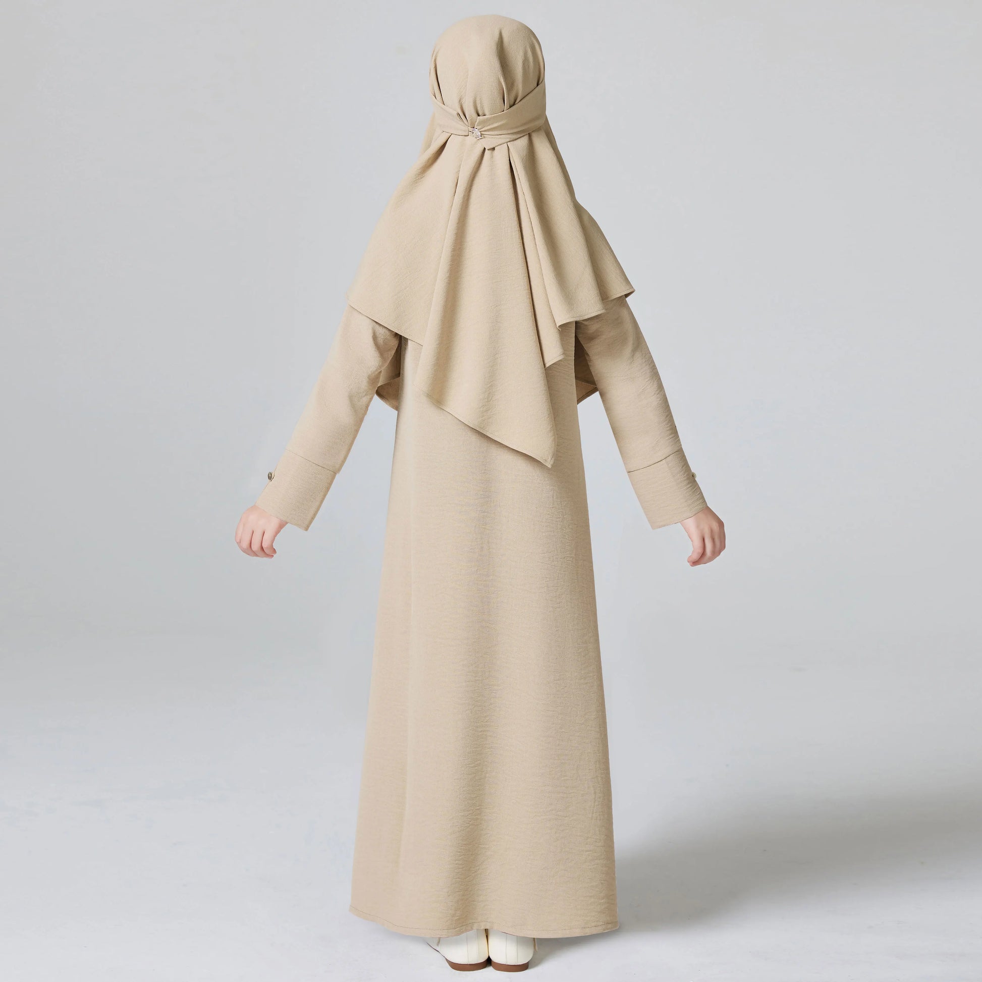 Abaya Ramadan Kebaya Girls 2pcs Muslim Outfits, Long Sleeve Dress + Hijab Set, Kids Abayas Girls Dubai Khimar.