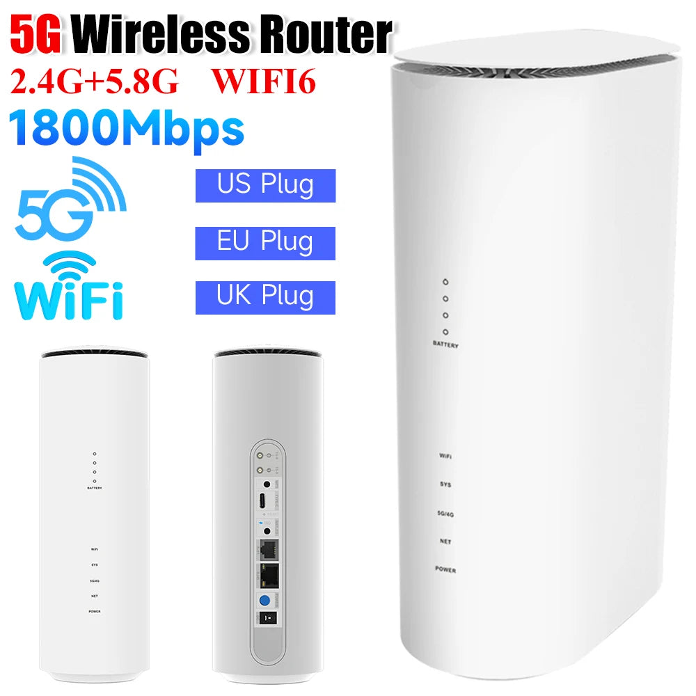 WIFI 6 5G WiFi Routers 1800Mbps 2.4G+5.8G Wifi 6 Wireless Router with SIM Card Slot CPE Wifi Modem Hotsport Repeater Router.